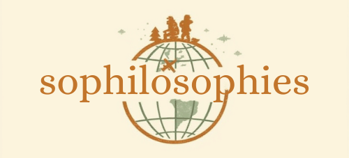 handcrafted logo with globe and adventure icons