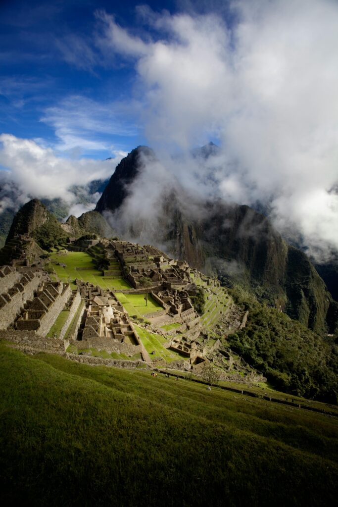 pexels photo 90597 90597 Breathtaking capture of Machu Picchu with dramatic clouds and mountains in Peru.